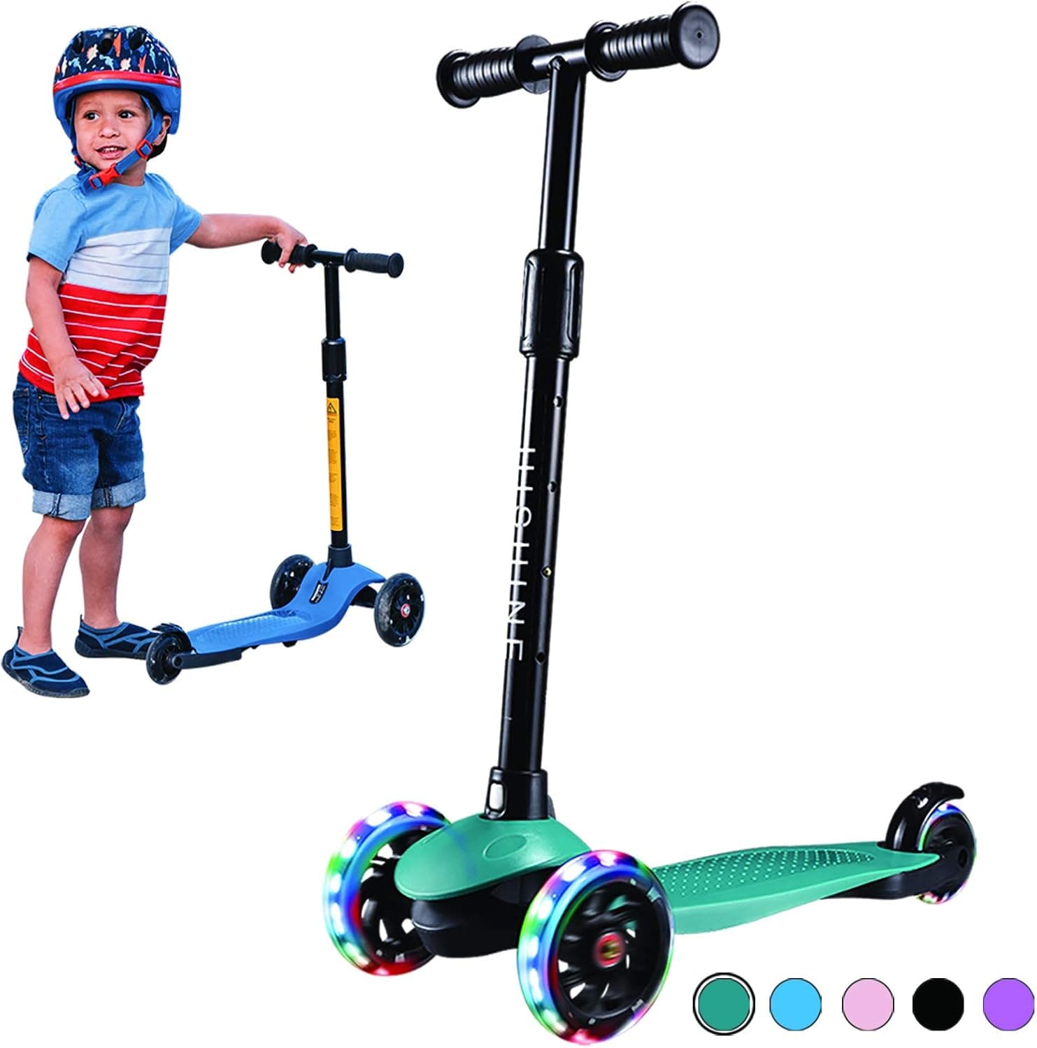 Toddler Scooter for Kids 3 Wheels Scooter for Boys Girls Kick Scooter with Light Up Wheels, Adjustable Height, Easy to Learn, Solid & Sturdy, Fits Children Ages 2-5 Years Old