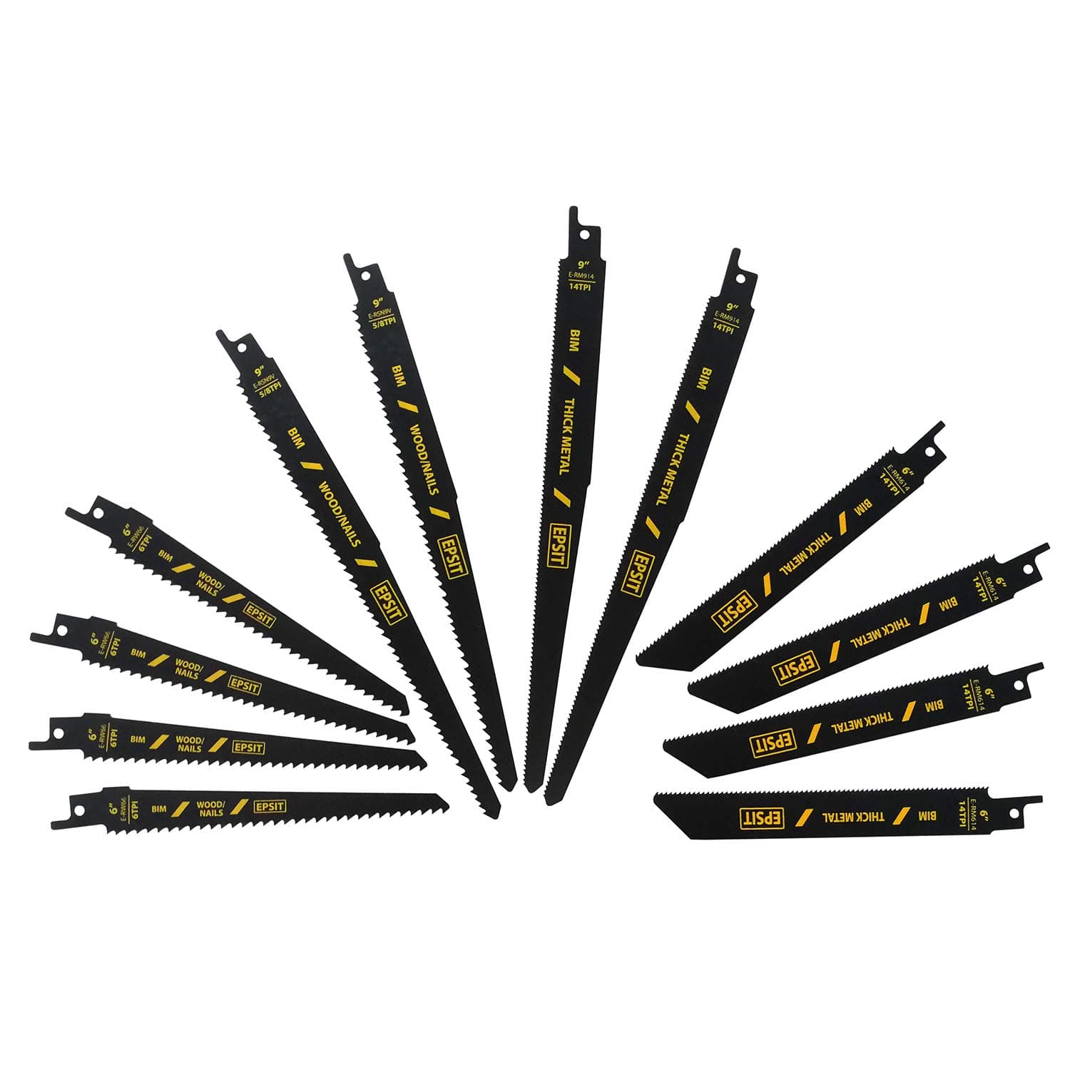 Reciprocating Saw Blade Wood Pruning 12-Piece Saw Blades Set for Wood with Nails and Sheet Metal Cutting
