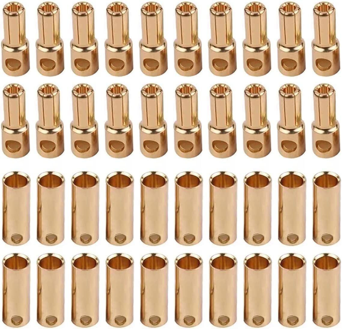 20 Pairs Gold-Plated 5.5MM Banana Plug Bullet Male Female Connector Adapter for RC Lipo Battery ESC Motors