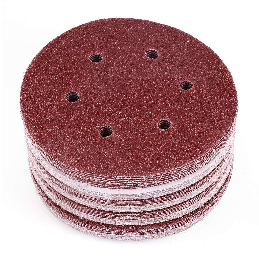 6-Inch 6-Hole 40 Grit Sanding Disc - Hook and Loop Orbit Sander Sandpaper by LotFancy, Pack of 90