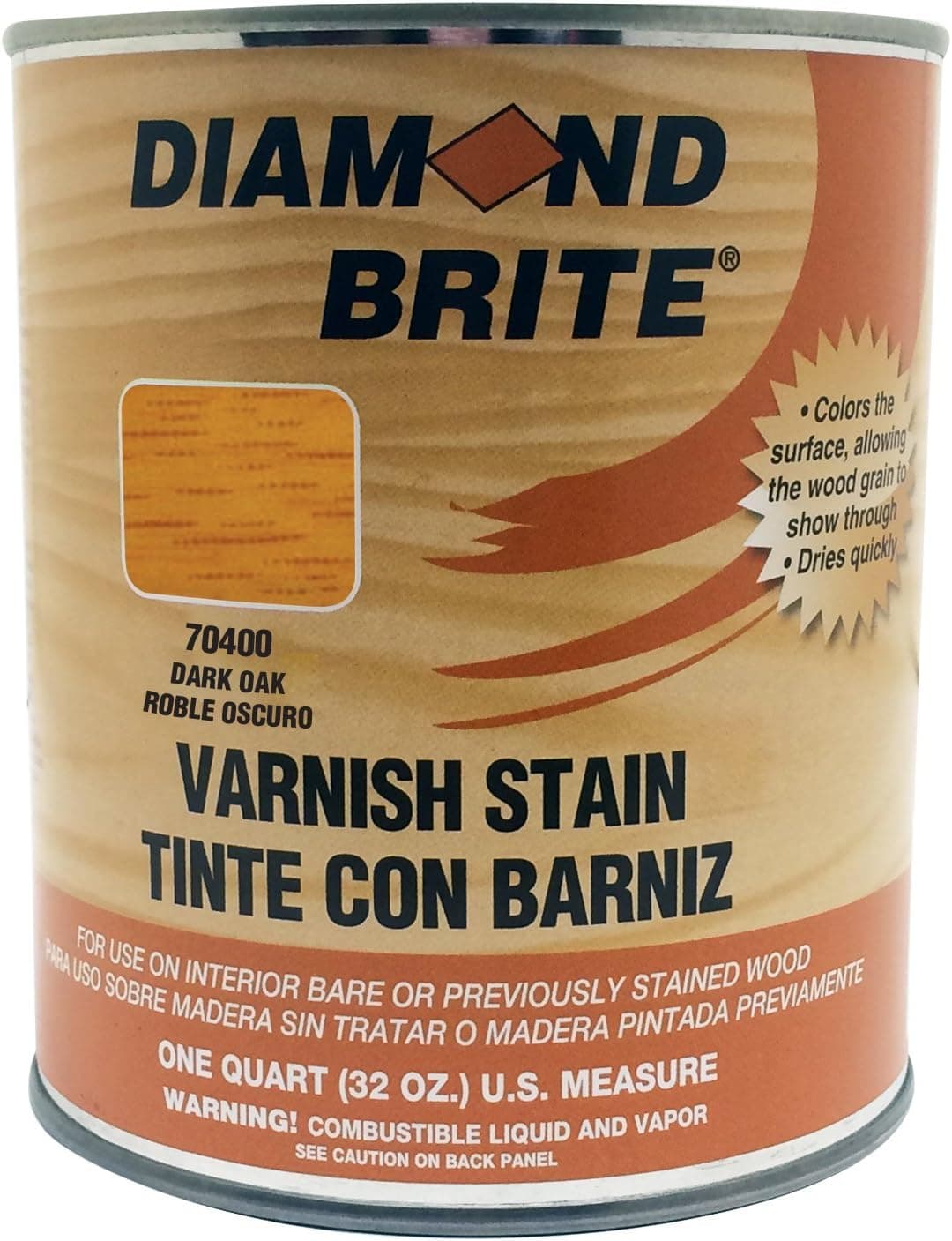 Diamond Brite Paint 70400 1-Quart Dark Oak Varnish Stain