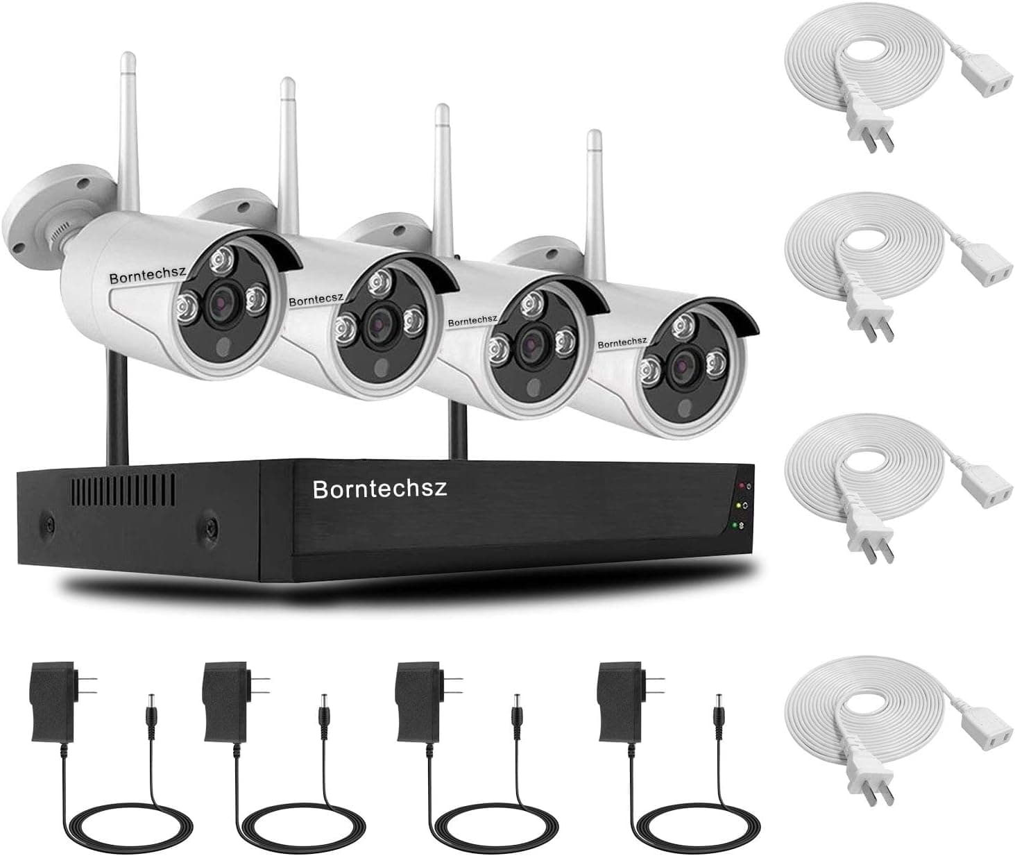 [Expandable 8CH,Tuya Smart App] 1080P Wireless Security System 8 Channel WiFi NVR Kit with 4Pcs 2.0MP WiFi IP Security Surveillance Cameras Home Outdoor Humanoid Detection Remote Viewing Alert Push