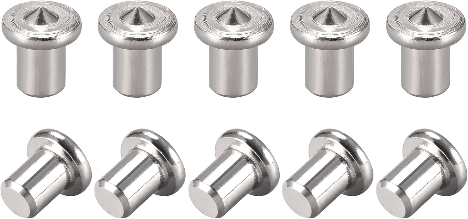 uxcell 1/4 Drill Center for Dowel and Tenon Chrome Plated Steel 6mm Woodworking Doweling Centering Transfer Plugs 10 Pcs