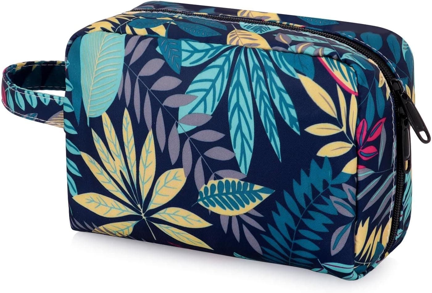 HUA ANGEL Travel Cosmetic Bag - Floral Makeup Bag Small Make Up Portable Pouch Organizer with Zipper for Women