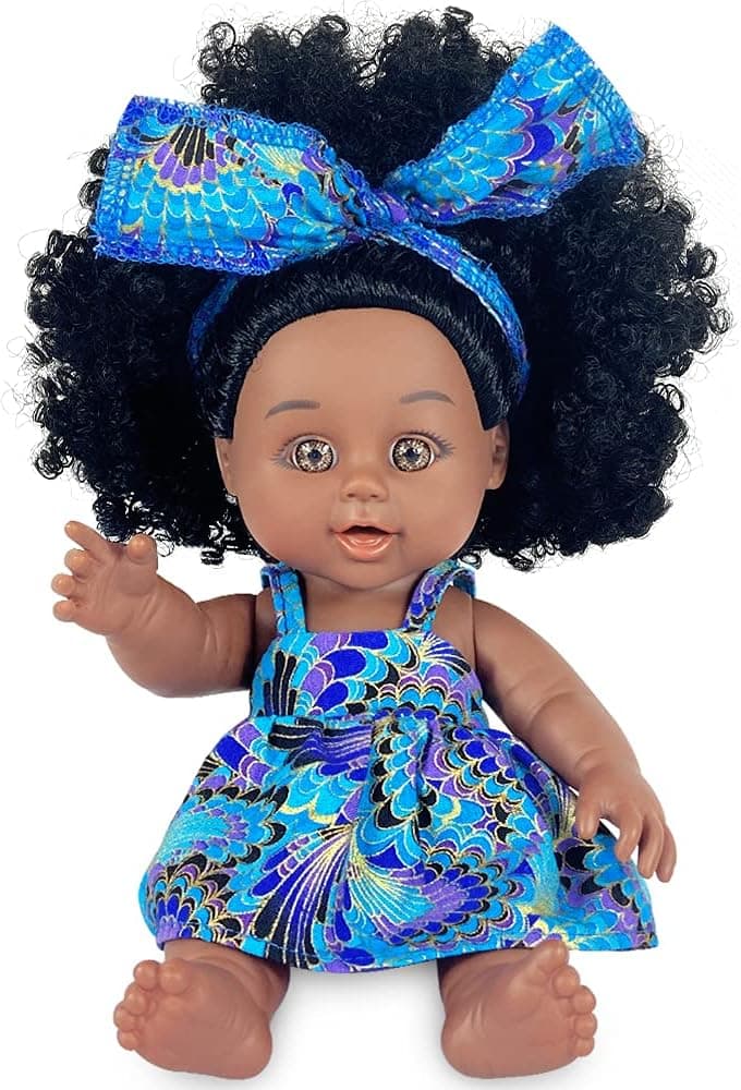 Nice2you Black Girl Dolls 10in African American Baby Doll with Dress for Kids Aged 3 4 5 6 7 Years Fashion Play Doll Reborn Baby Toy Doll - Life Size Soft Adjustable Perfect for Gift