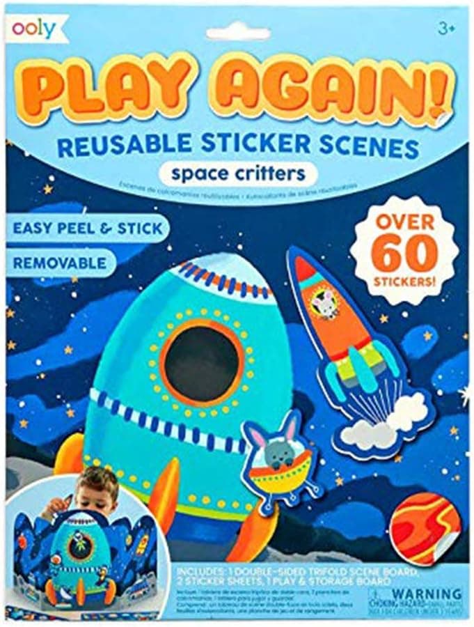 OOLY, Play Again! Reusable Sticker Scenes: Space Critters