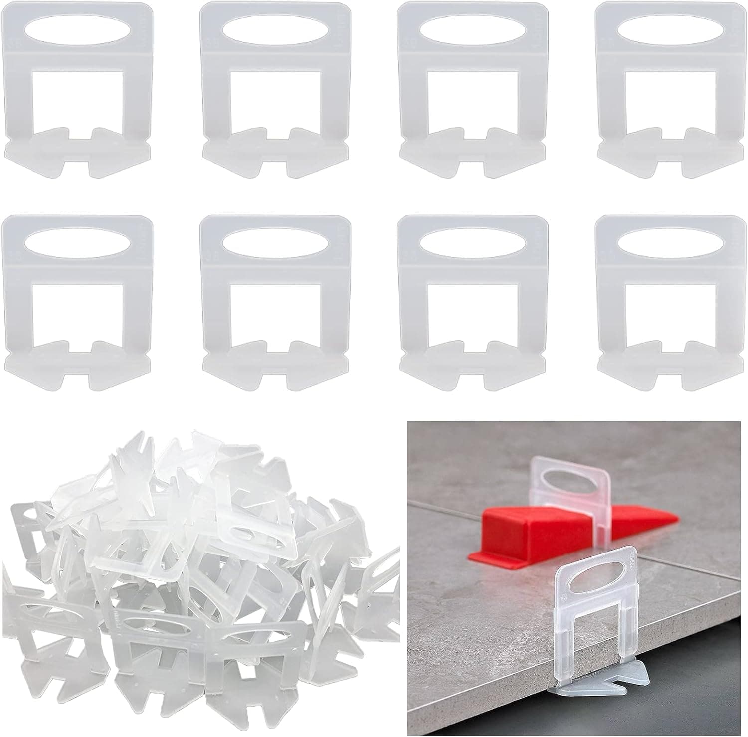 EDUPET Tile Leveling System Clips 400 Pcs Tile Leveling Clips Tiles Leveler Spacers for Professional Ceramic Tile and Stone Installation (1/16 Inch)