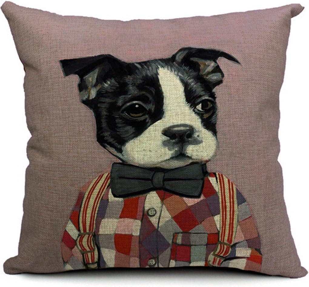 Winterworm European Style 18 X 18 Inch Cotton Blend Linen Cute Cats Dogs Throw Pillow Cover Cushion Case for Home Bedding Car Sofa Decoration (Dark Purple)