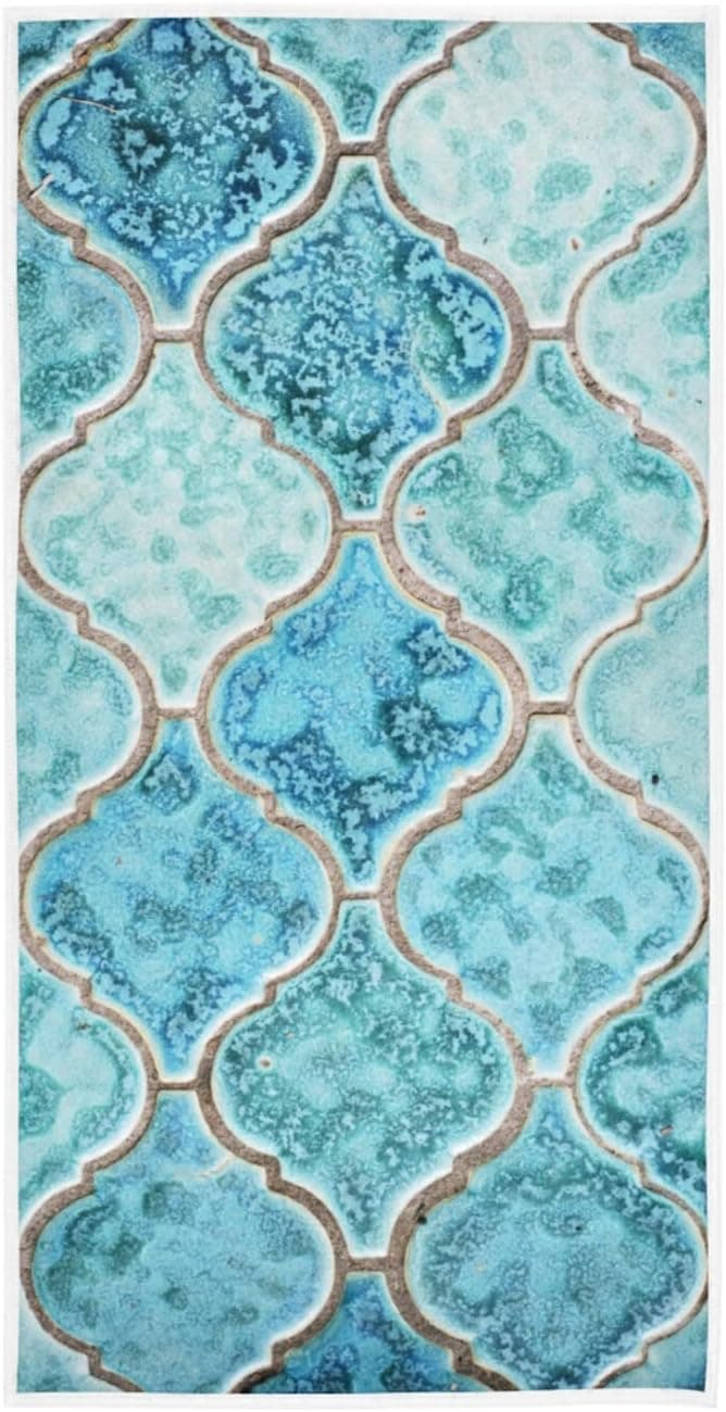 CHSIN Turquoise Pattern Hand Towels Soft Absorbent Quick Dry Towel Hign Quality Hanging Towels for Bathroom, Gym, Swimming Pool, Running 30x15inch 21210185