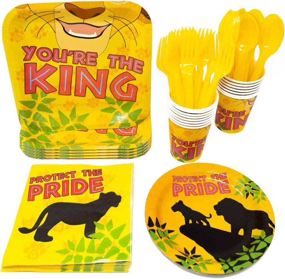 Lion Cub Party Supplies Packs (for 16 Guests!), King of The Jungle Party, Lion Themed Birthday Decorations, Lion Paper Plates, King of The Jungle Theme Party, Safari Party, Blue Orchards