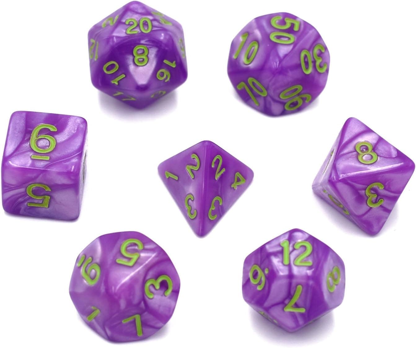 Polyhedral Dice Set Purple Pearl Dnd Dice for Dungeons and Dragons D&D DND RGP with Dice Pouch