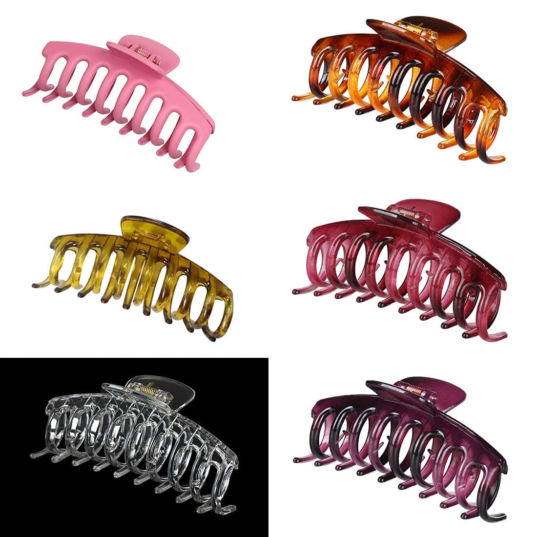 6 PCS 6 Color Nonslip Large Claw Hair Clips for Women and Girls, 4.3 Inch Big Hair Claw Clips Suitable Thick and Long Hair