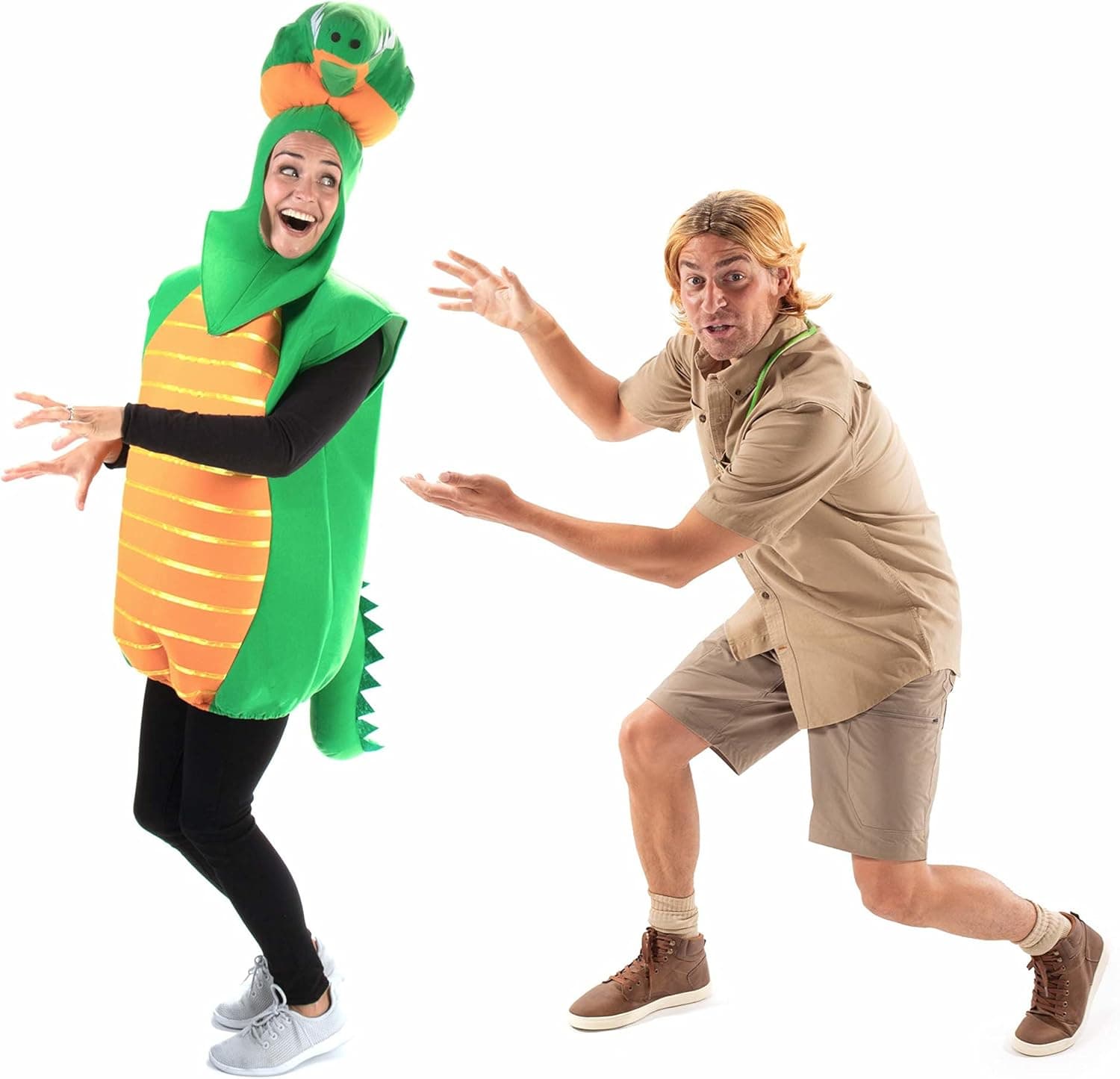 Crocodile Wrestler & Crocodile Halloween Couples' Costume - Funny Animal Theme Multicolored