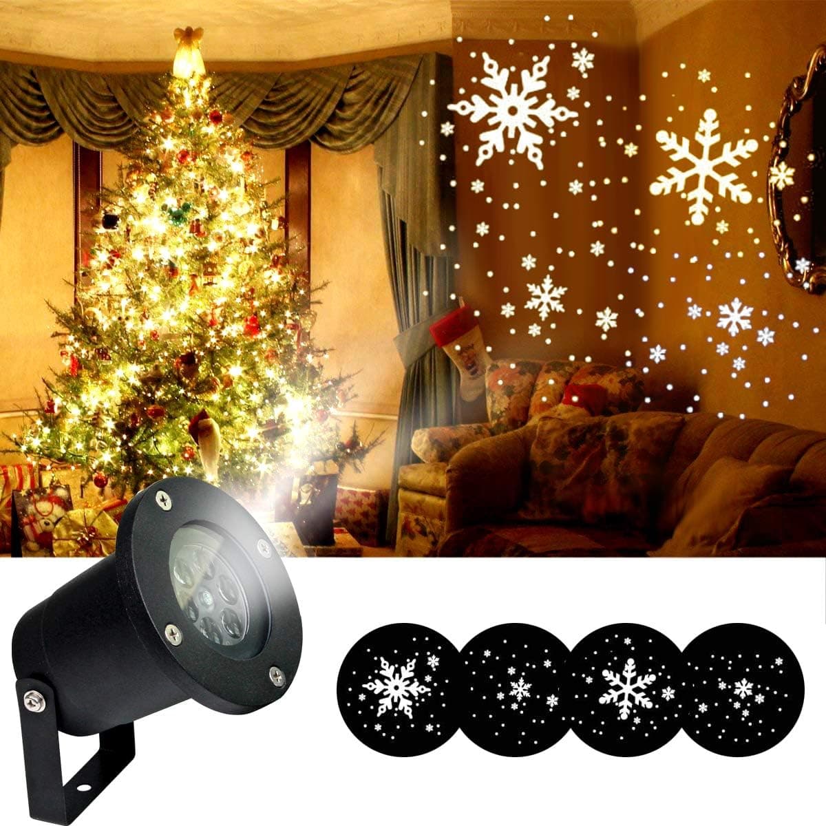 Remibel Rotating Snowflake Projector Light for Christmas, Waterproof Moving Snow Falling Projection Lamp for Indoor & Outdoor, Light for Landscape Patio Garden