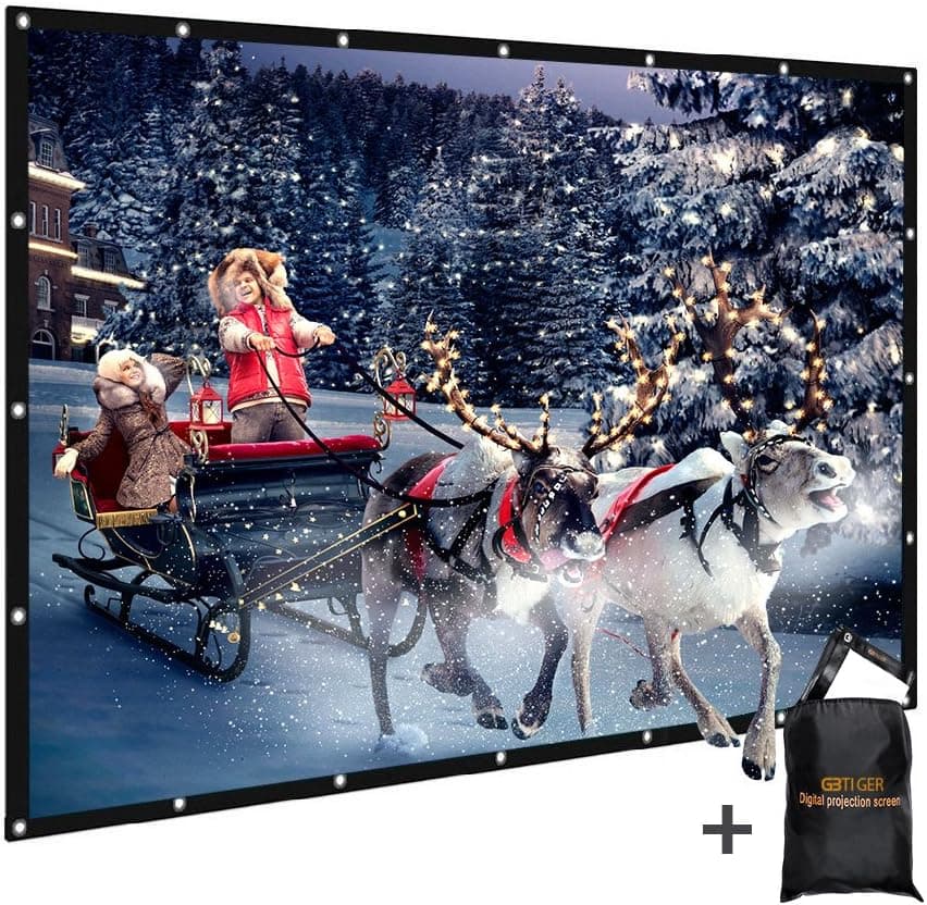 150 inch PVC Outdoor Movie Screen with Bag, GBTIGER Collapsible Wall/Ceiling Mount Projection Screen, 150 inch Portable 16:9 Indoor Outdoor Home Theater Presentation Projector Screen, PVC
