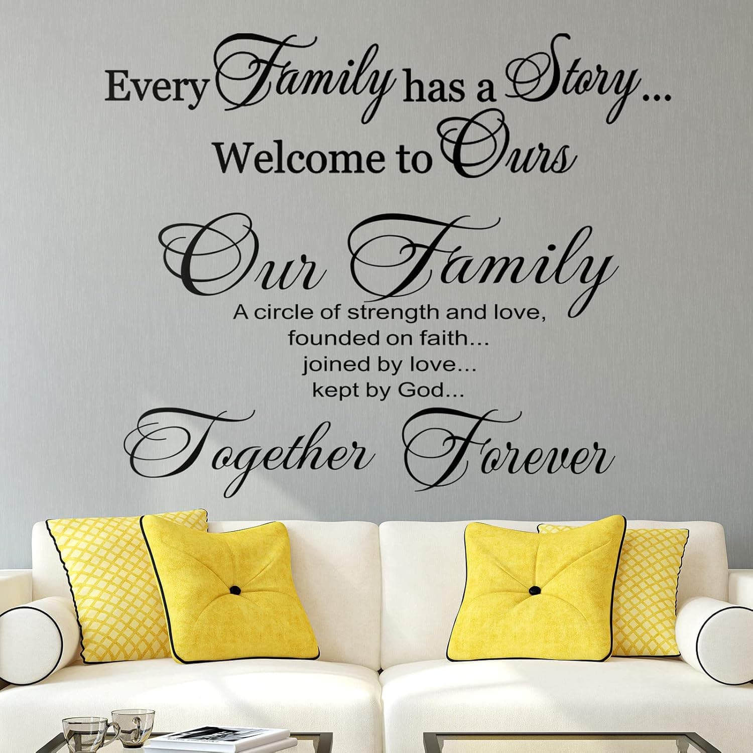 2 Pcs Vinyl Wall Quotes Stickers Family Lettering Wall Decals Scripture Wall Decal Bible Verse Vinyl Stickers Our Family is a Circle Inspirational Stickers for Bedroom Home Decor (Small, Basic)
