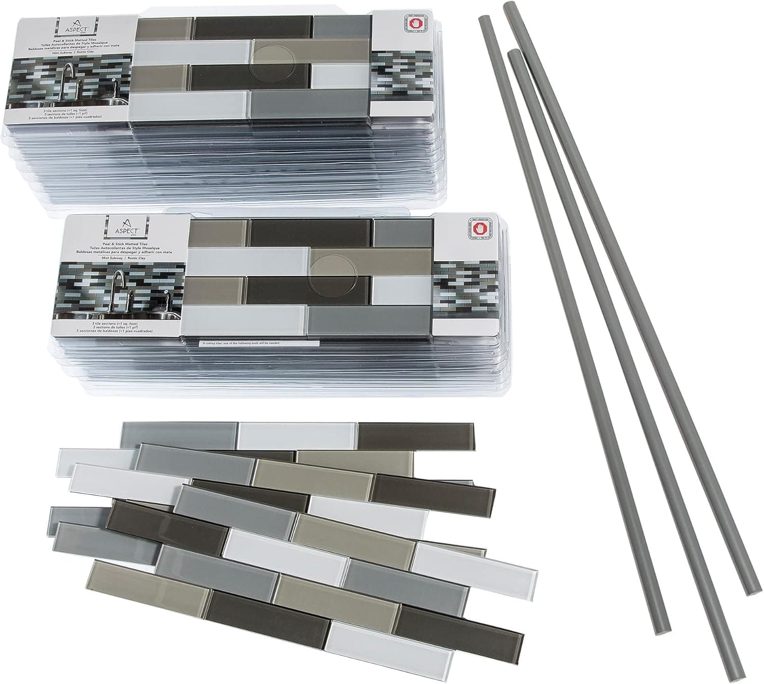 Aspect Peel and Stick Matted Glass Backsplash Kit in Rustic Clay for Kitchen and Bathrooms (15 sq ft Kit)