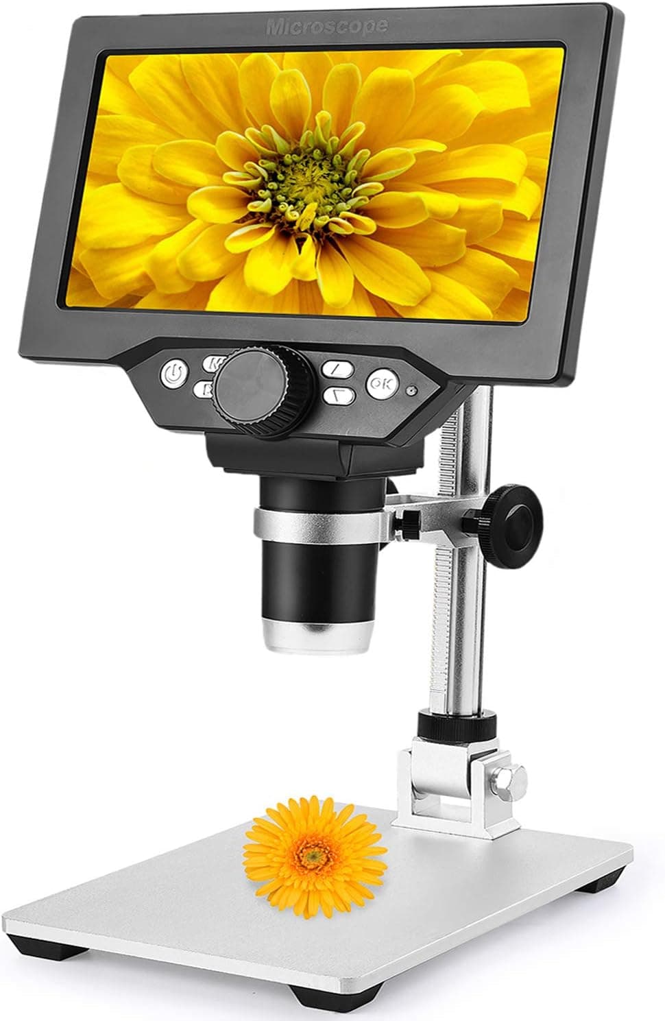 Amoper 7" LCD Digital USB Microscope 1200X, 1080P HD Coin Microscope, Camera Video Recorder with 8 Lights for Soldering PCB Circuit Board Repair Coin Insect Magnification, Windows Compatible