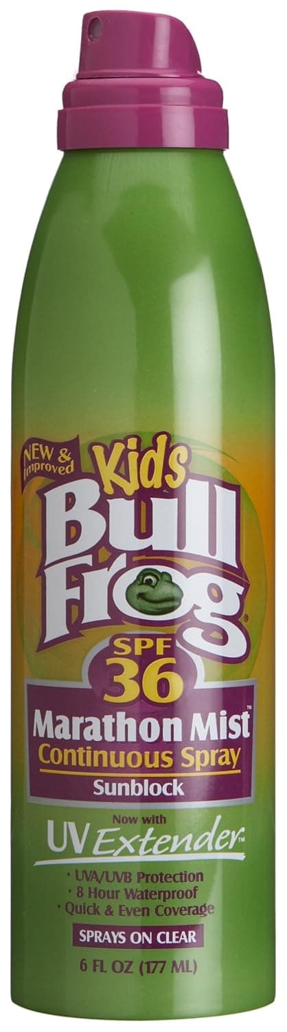 Bullfrog Sunblock Marathon Mist For Kids Continuous Spray 36 Spf, Waterproof, 6-Ounce Bottle (Pack of 2)