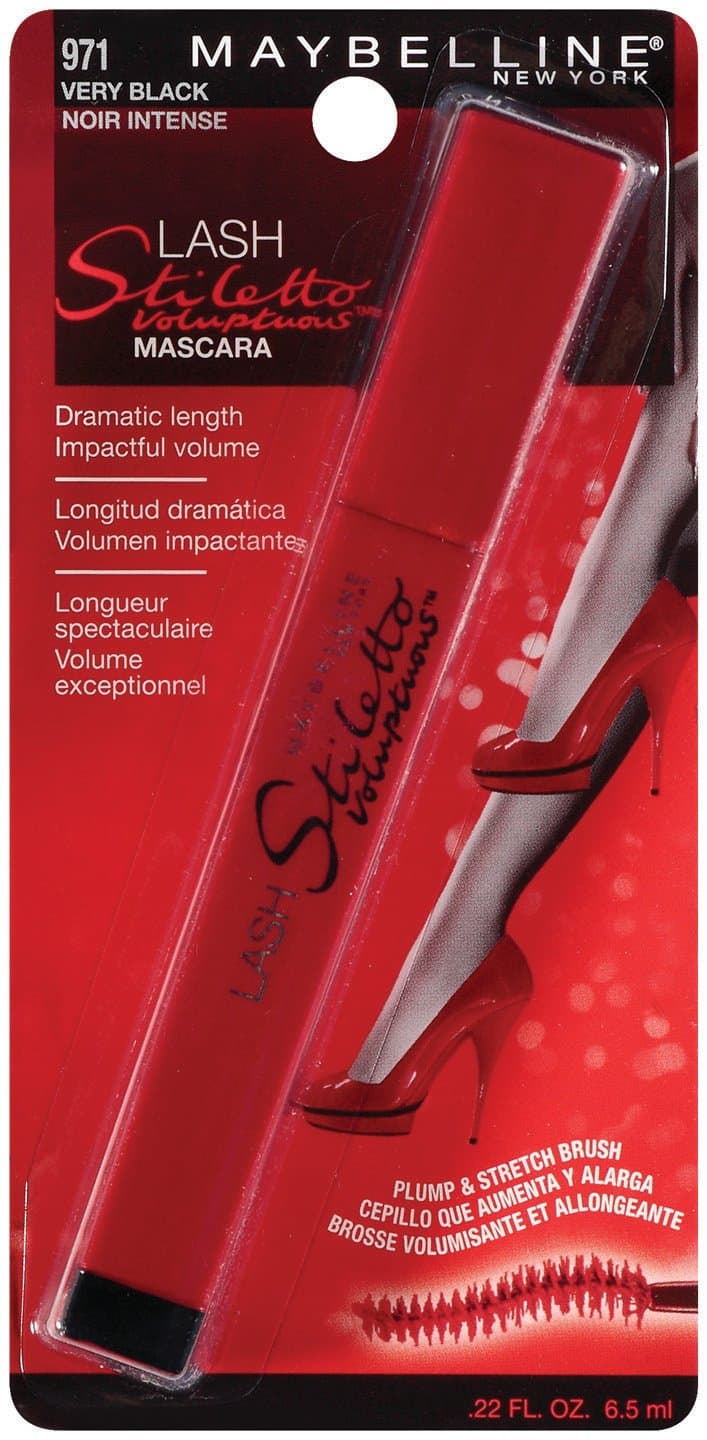 Maybelline New York Lash Stiletto Voluptuous Washable Mascara, Very Black 971, 0.22 Fluid Ounce