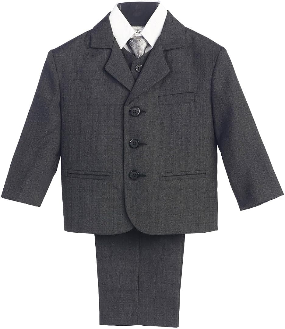 Infant Toddler Husky Boy's Dress Suit with Shirt Vest & Tie (5 Piece)
