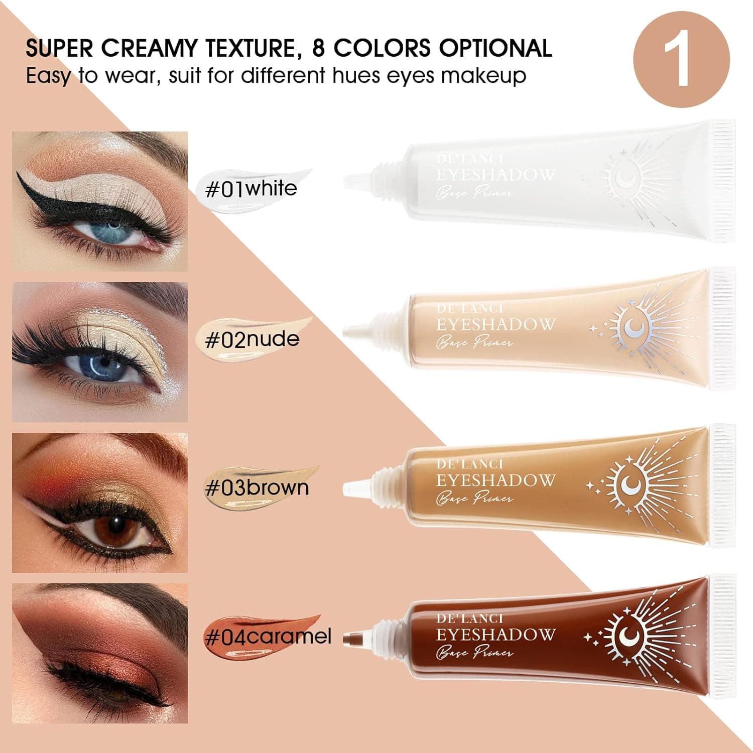 Eyeshadow Primer Base Cream Anti-aging, DE’LANCI Professional Matte Makeup Eye Shadows Primer Waterproof Long Lasting, Enhance Eye Colors for Oily Mature Sensitive Eyes Lids, Anti-Age No Crease-White…