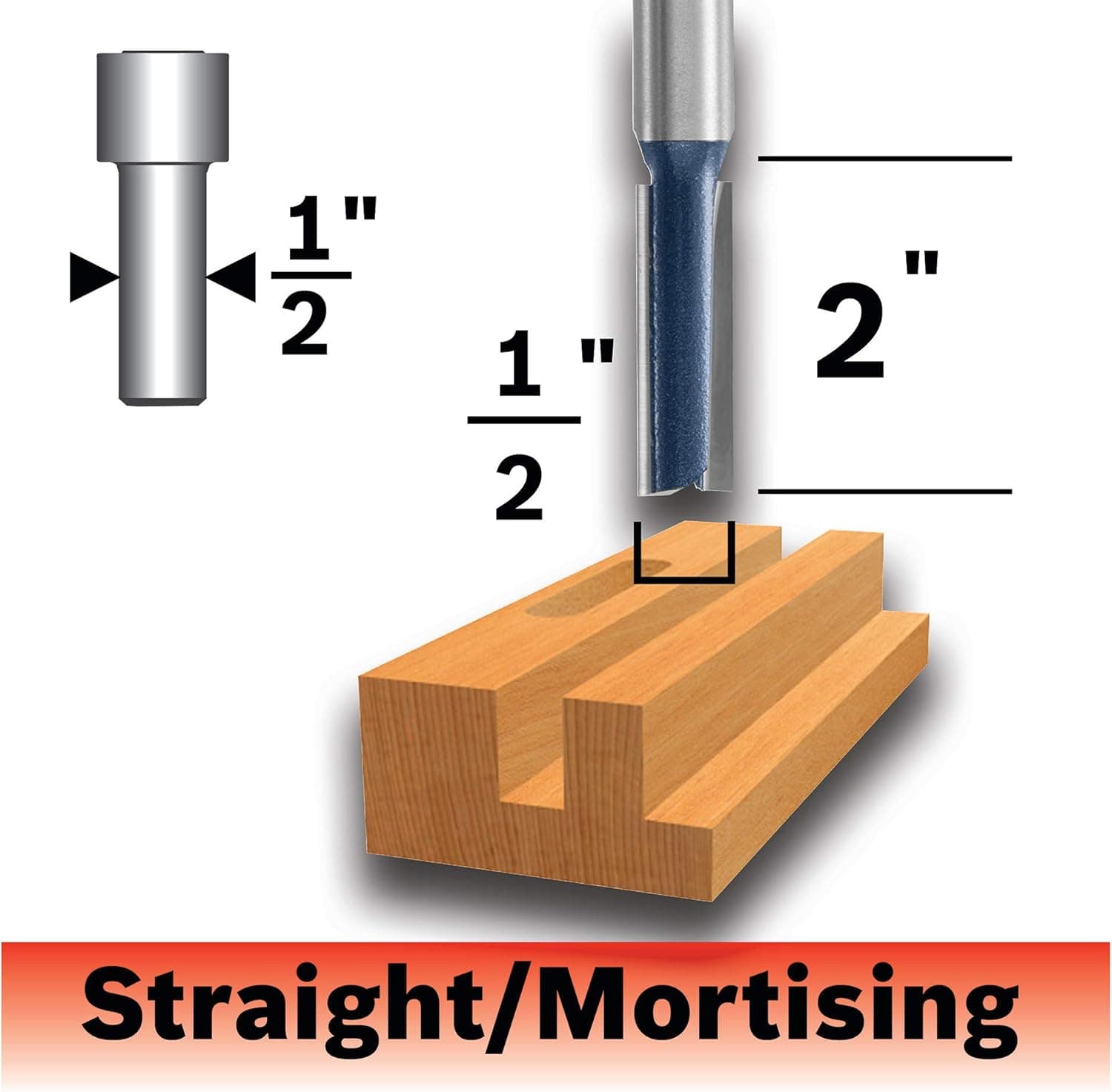 BOSCH 85251M 1/2 In. x 2 In. Carbide Tipped 2-Flute Straight Bit
