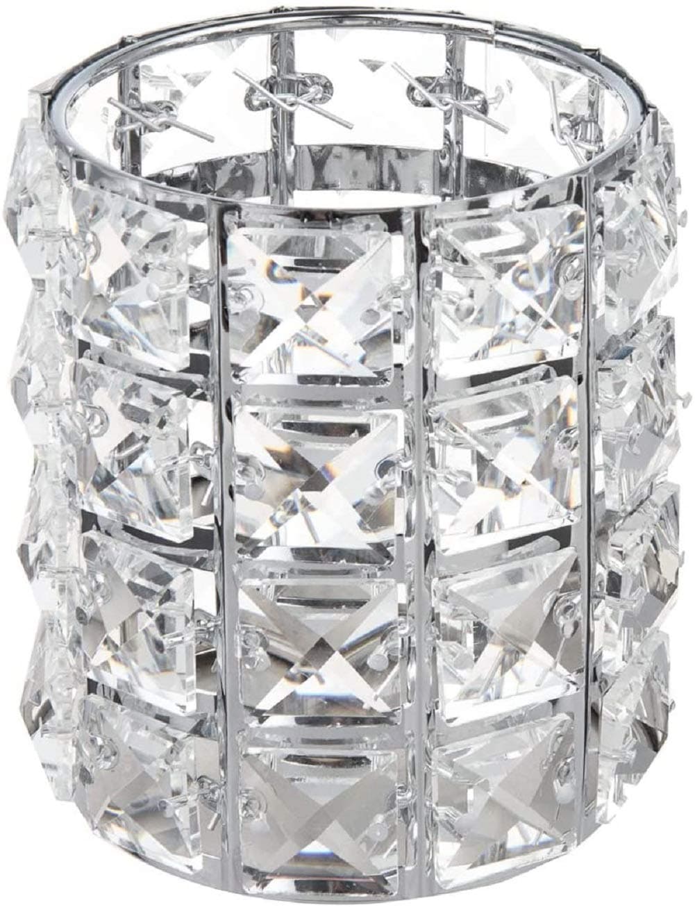 Crystal Make Up Brush Holder, Bestgrew Pen Pencil Flower Candle Holder, Cosmetic Organizer for Wedding Home Party Decorations Christmas Anniversary (Silver)