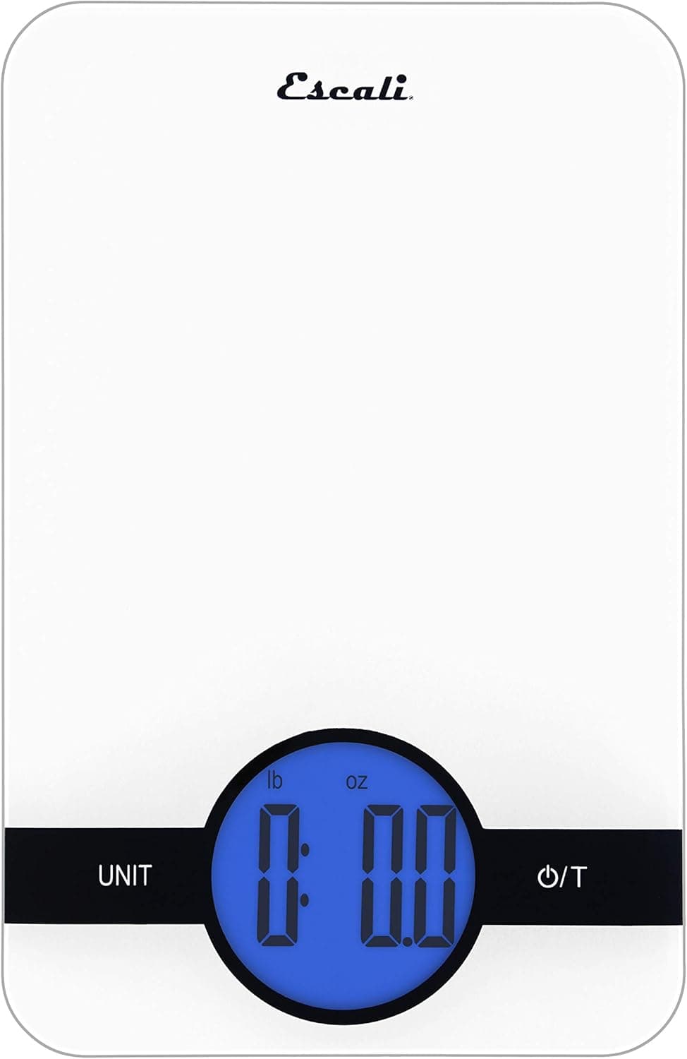 Escali Ciro C115W Blue Backlit Digital Display Table Top Scale, Tare Functionality, Liquid and Dry Measurements, Office, Kitchen, 11lb Capacity, White
