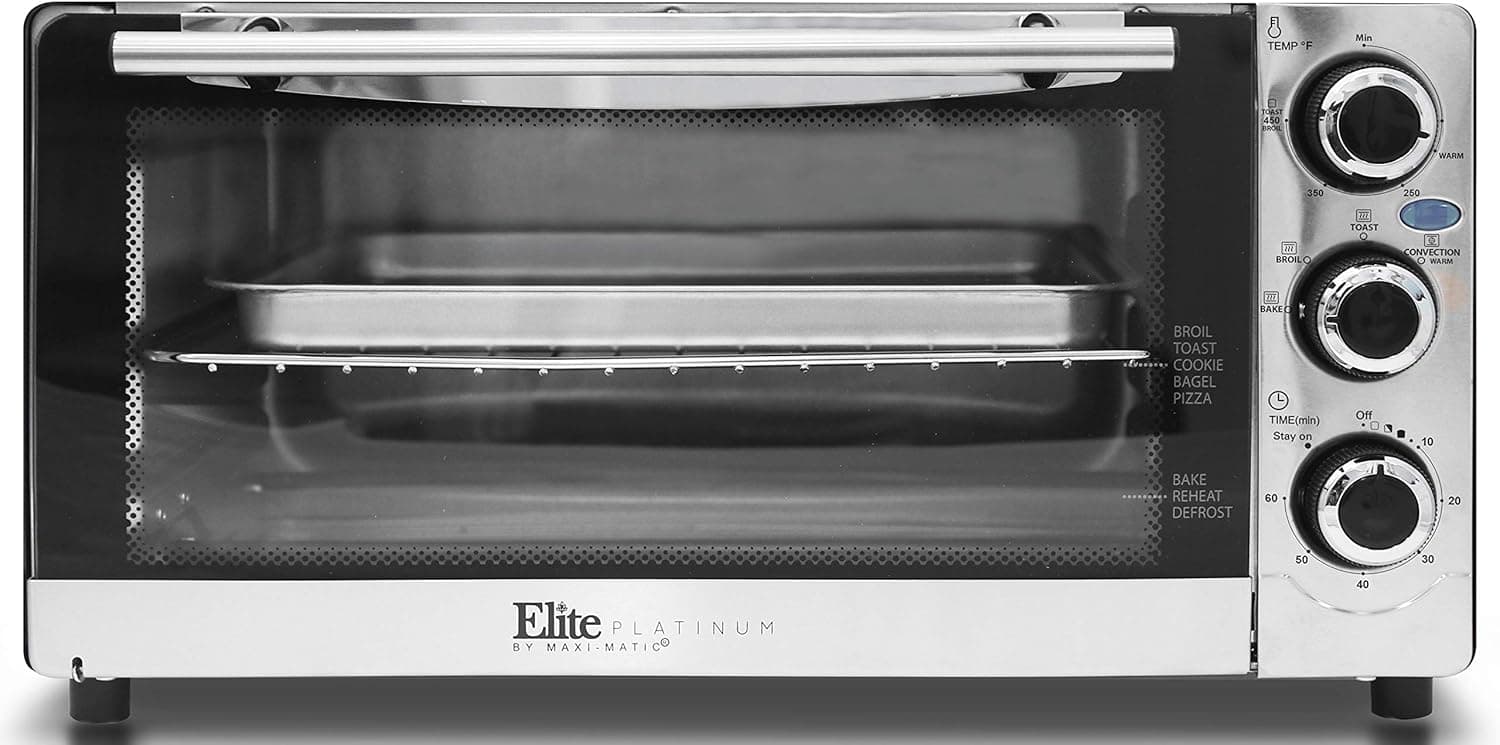 Maximatic ETO-140C Elite Platinum Stainless Steel 6 Slice Convection Toaster Oven, Silver