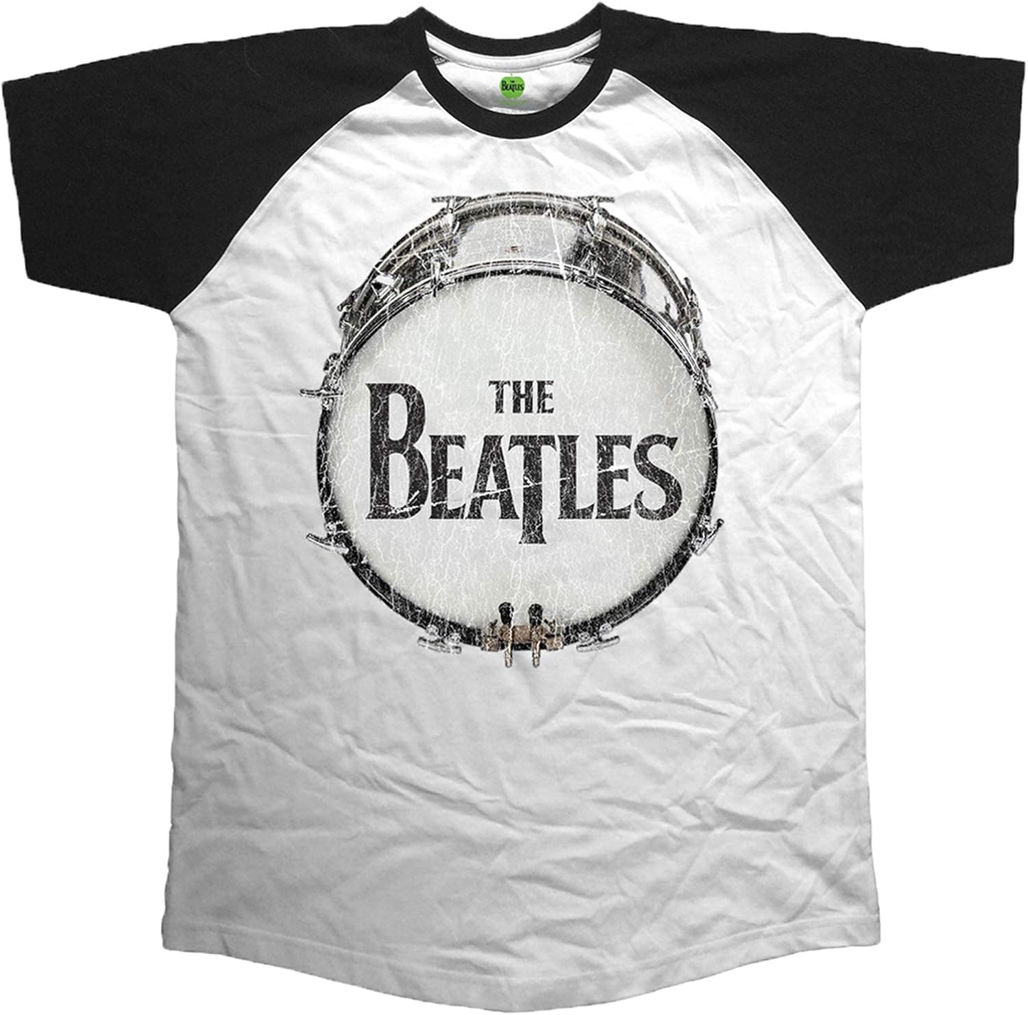 The Beatles T Shirt Original Vintage Drum Logo Official Mens White Raglan Size M