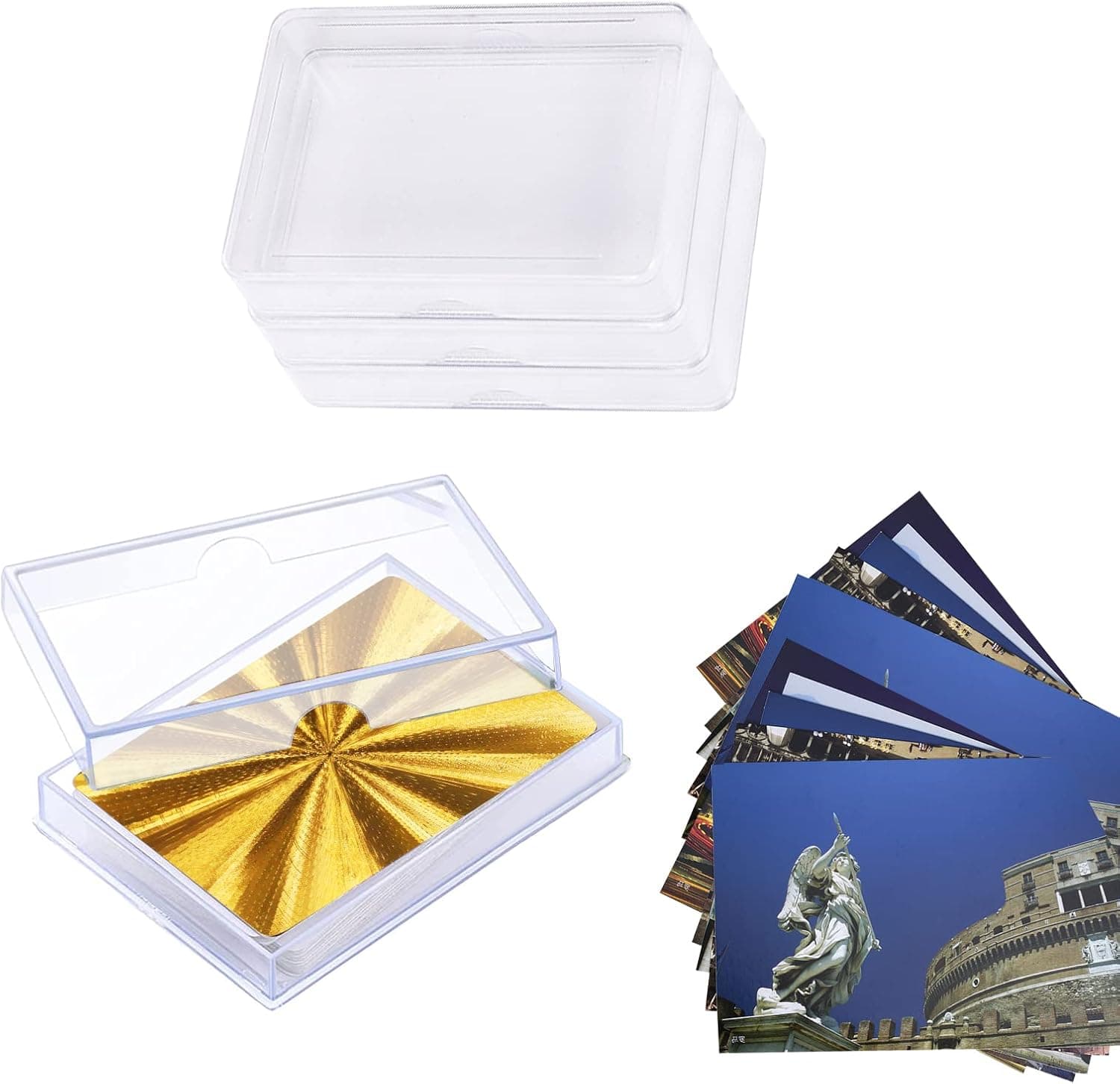 BLMHTWO 3 Pieces Playing Card Deck Boxes Clear Playing Card Holder Plastic Playing Card Case Empty Playing Card Box Card Deck Case For Bank Card, Business Card, Game Card Storage