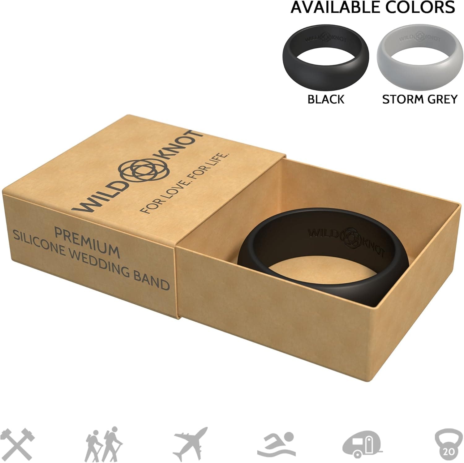 Silicone Wedding Rings for Men - High Performance Rubber Wedding Bands - Safe, comfortable, stylish, strong - Multiple ring colors & sizes for hard-working hands, athletes, travelers & adventurers