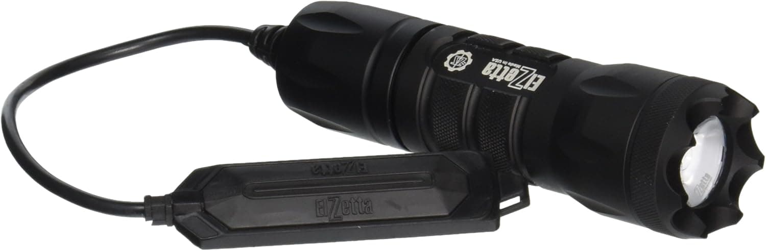 Elzetta A315 Alpha 1-Cell Flashlight with Crenellated Bezel Ring, Standard Lens, Remote Tape Switch with 5" Cable