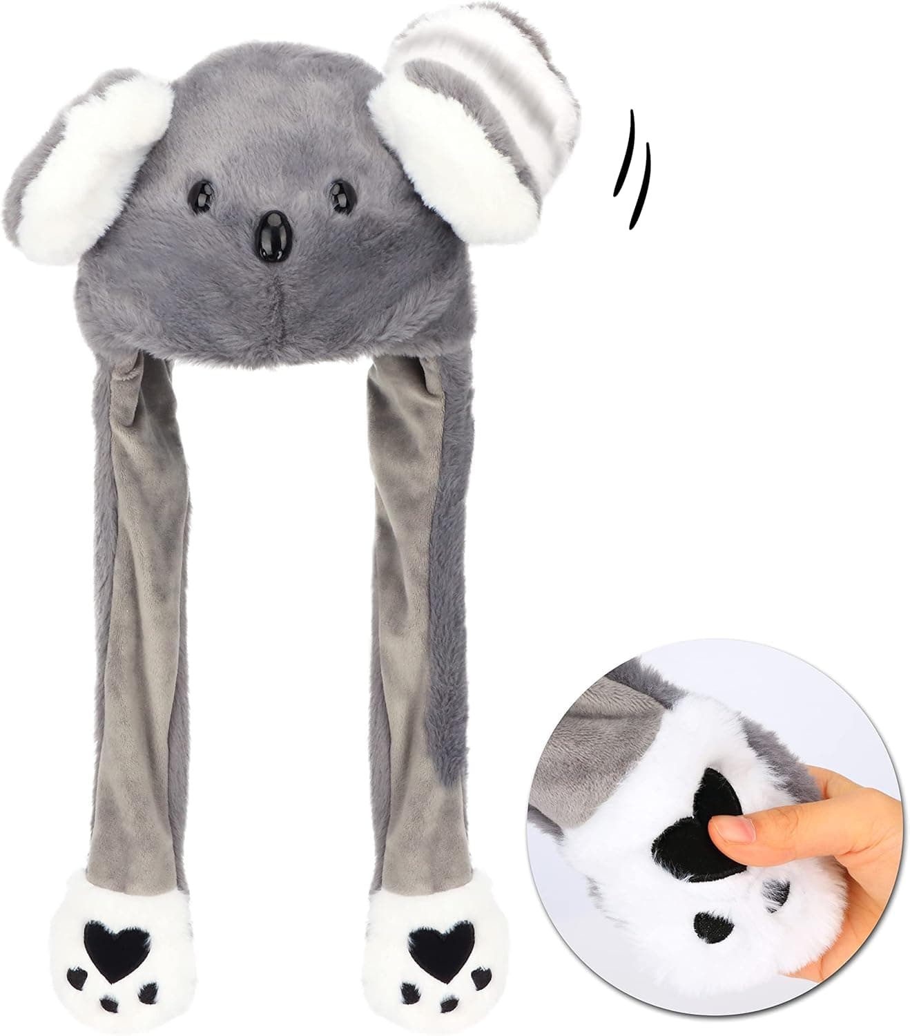 Hopearl Animal Hat with Ears Moving Jumping Pop Up Beating Plush Dress Up, 22''