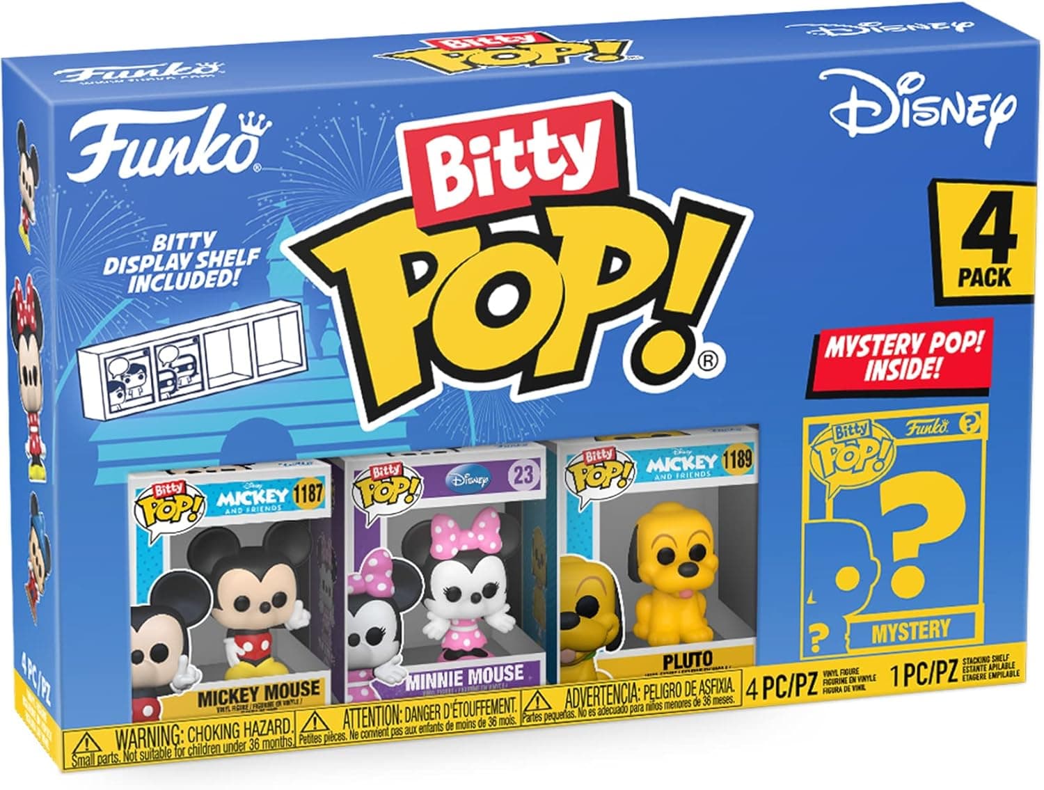 Funko Bitty Pop! Disney Mini Collectible Toys - Mickey Mouse, Minnie Mouse, Pluto & Mystery Chase Figure (Styles May Vary) 4-Pack