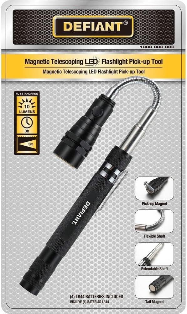 Magnetic Telescoping/Flexible Flashlight with Magnetic Pick-Up Tool - by Defiant