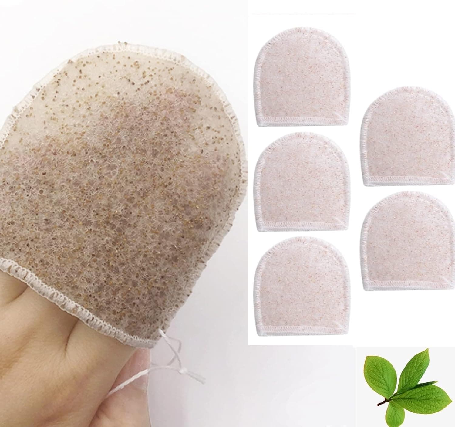 BS-MALL Facial Sponges Walnut Shell Face Clean Sponges Removes Deep Down Dirt & Makeup Remover Pad for Gentle Exfoliate Pack of 5
