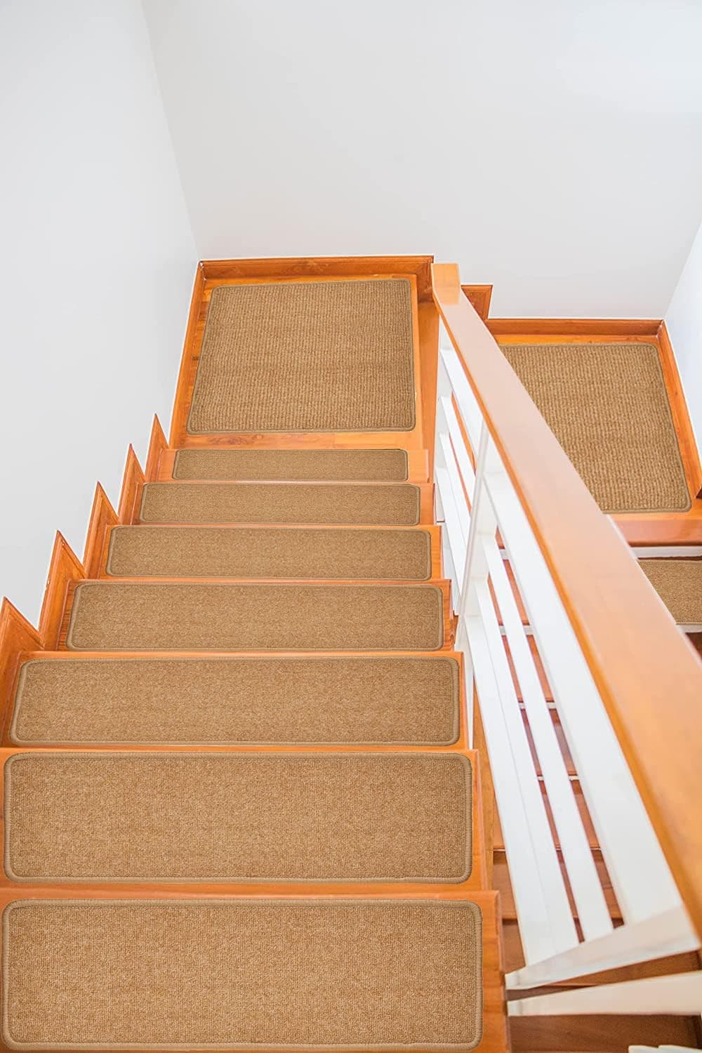 STAFFORA Non-Slip Carpet Stair Treads - 13pcs Escalier Collection Rubber Back Runner Rug for Wooden Steps Stairs with Landing Mat - Rugs for Kids and Dogs - Kid and Pet Friendly Mats - 9" X 26"