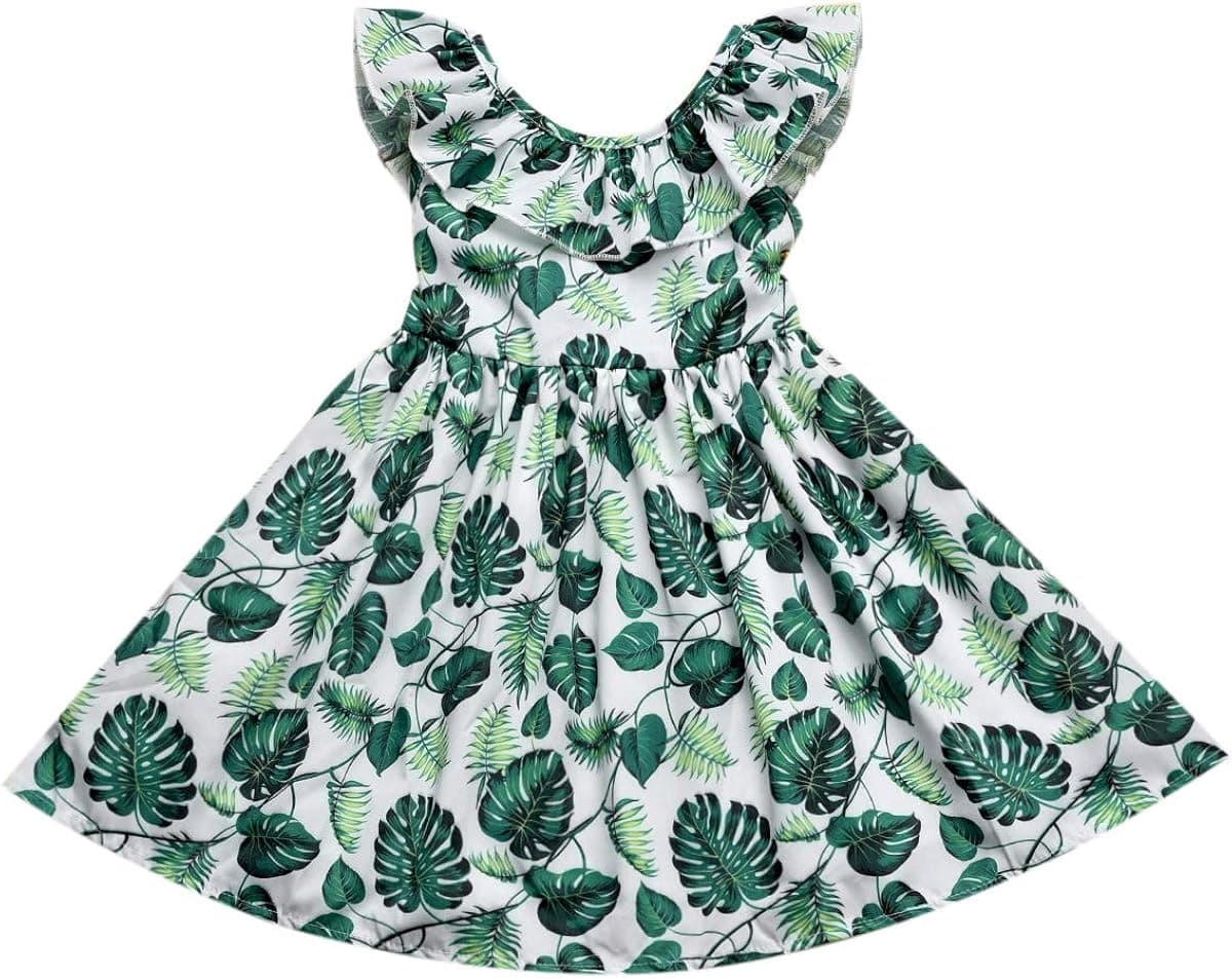 Toddler Baby Girl Sun Dress Wildflower Floral Seaside Beach Dress Overall Outfits Onepiece