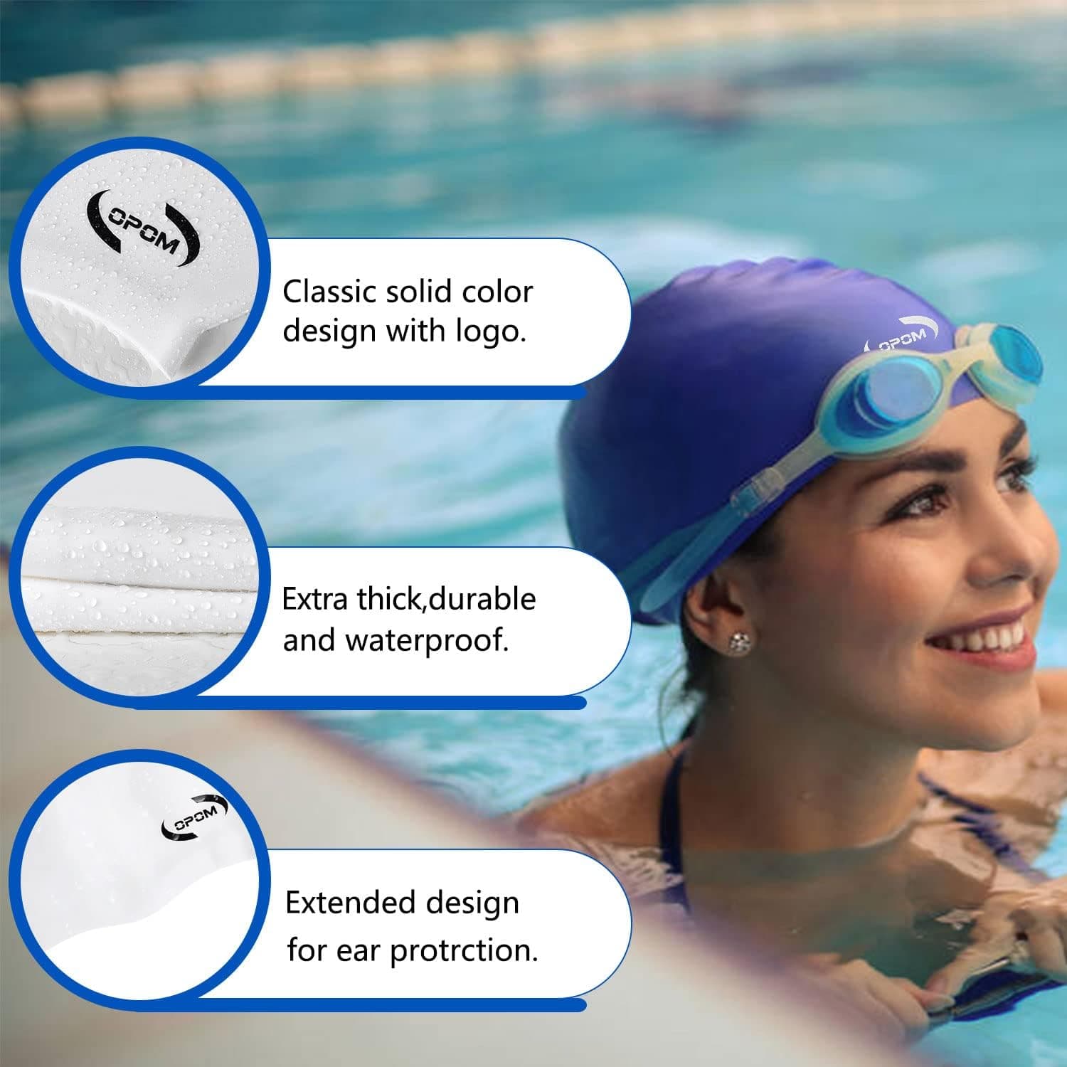 Extra Large Swimming Cap for Women Long Hair Girls Men and Adult Waterproof Silicone Cover Ear Bath Pool Shower Swimming Caps Special Design Swim Cap for Long Thick Curly Hair&Dreadlocks Weaves Braids