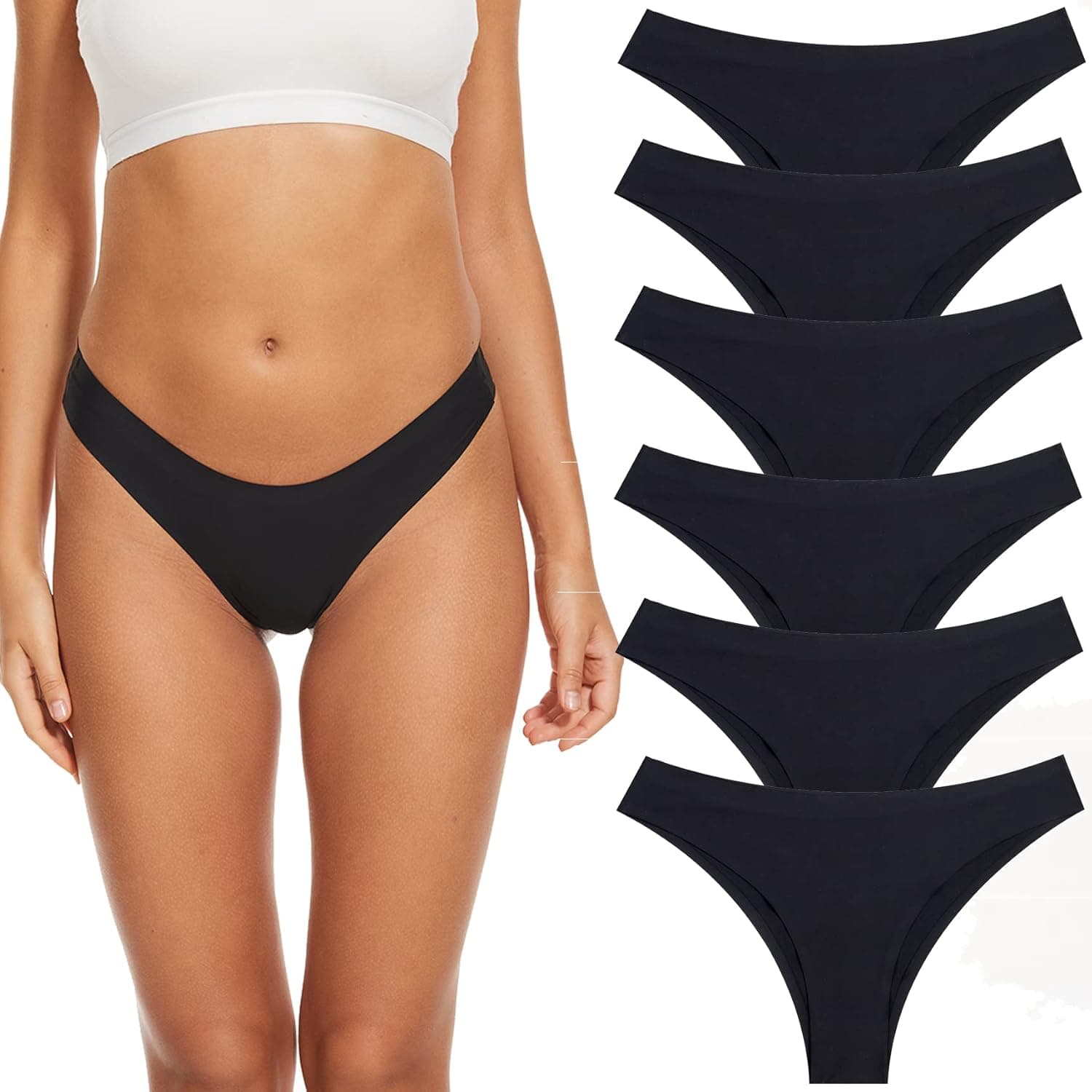 COSOMALL Women’s Seamless Underwear Invisible Hipster Cheeky Bikini Half Back Coverage Panties