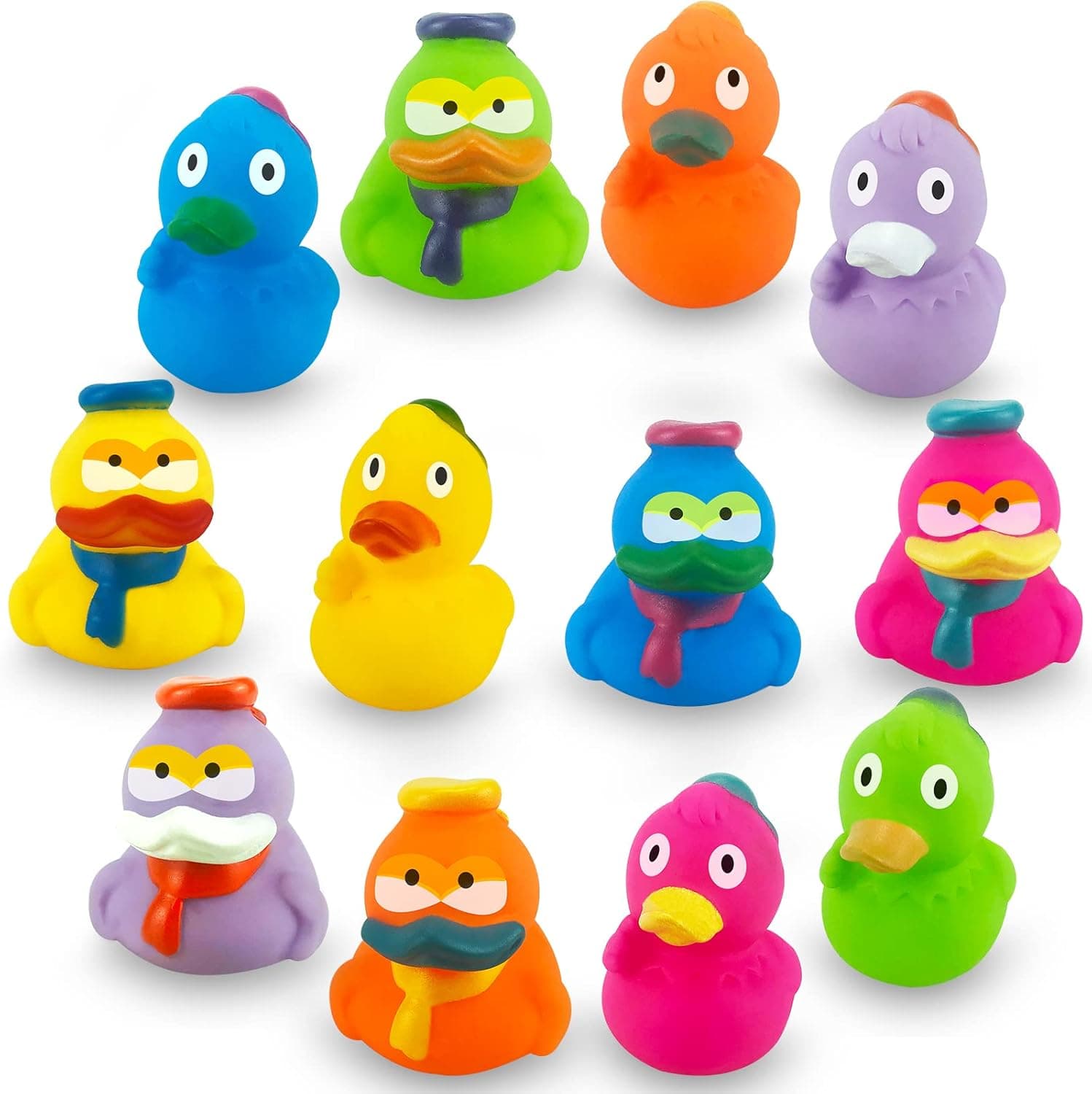 Rubber Ducks, 12 Pack Colorful Rubber Ducks in Bulk,Bath Toys for Toddlers 1 2 3 4 5 Boys Girls Baby Floating Bathtub Squirts Toy for Bathroom Swimming Pool Party Favors