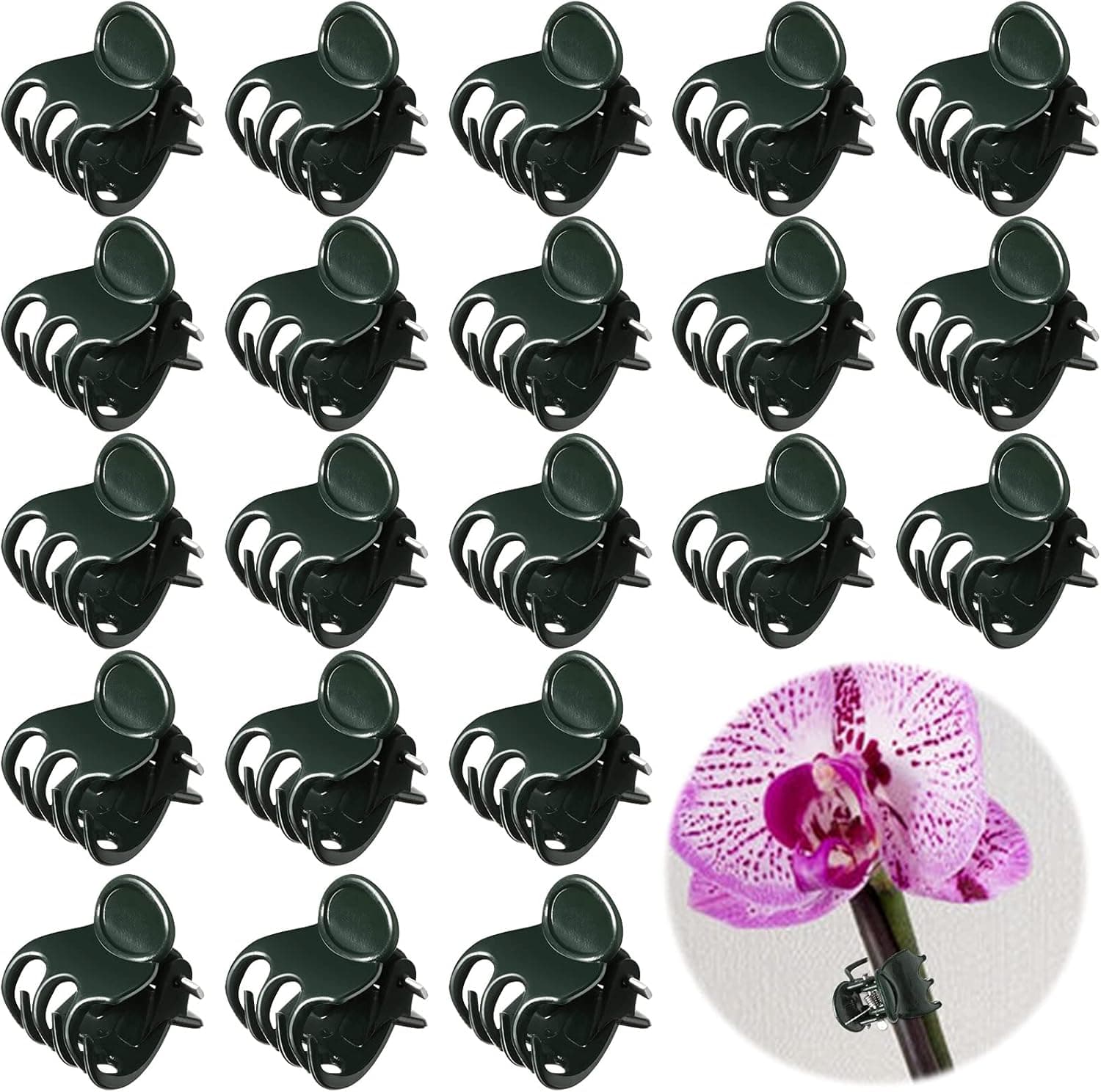 GeiSerailie 200 Pieces Plant Clips Orchid Clips Garden Flower Vine Clips Plant Support Clips Flower and Vine Clips for Supporting Stems, Stalks, Vines to Keep Plant Neat