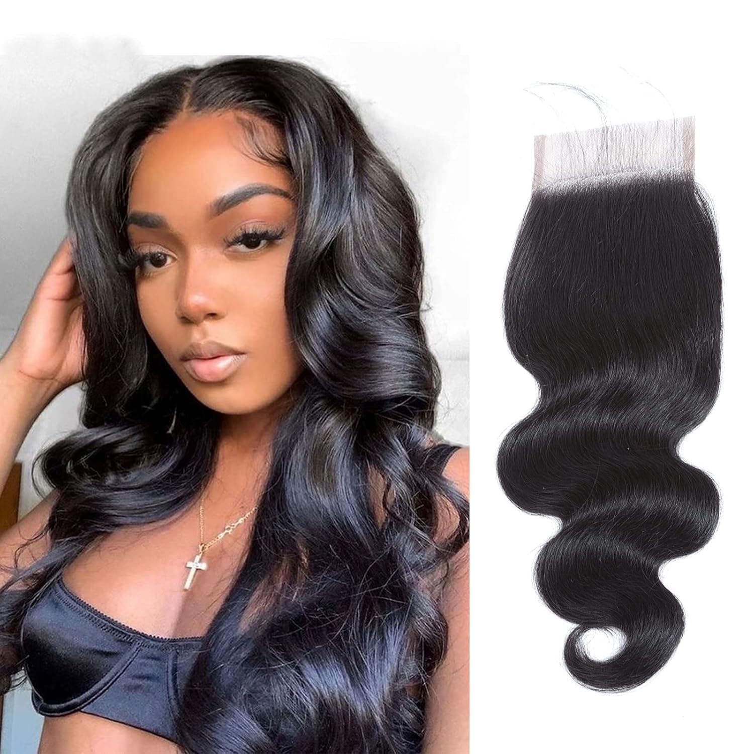 Body Wave Closure 4x4 Lace Closure Brazilian Virgin Human Hair 4x4 Lace Closure with Baby Hair(12 inch)