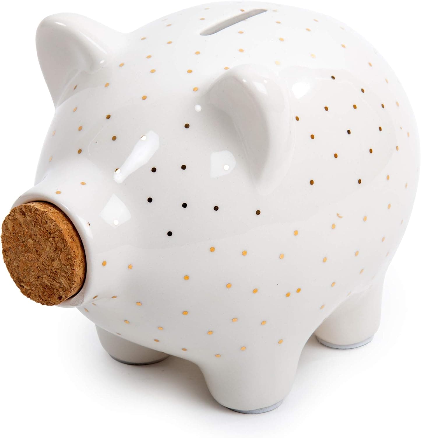 Truu Design Novelty Unique Kids Cute Ceramic Piggy Bank, 6 x 5 inches, White
