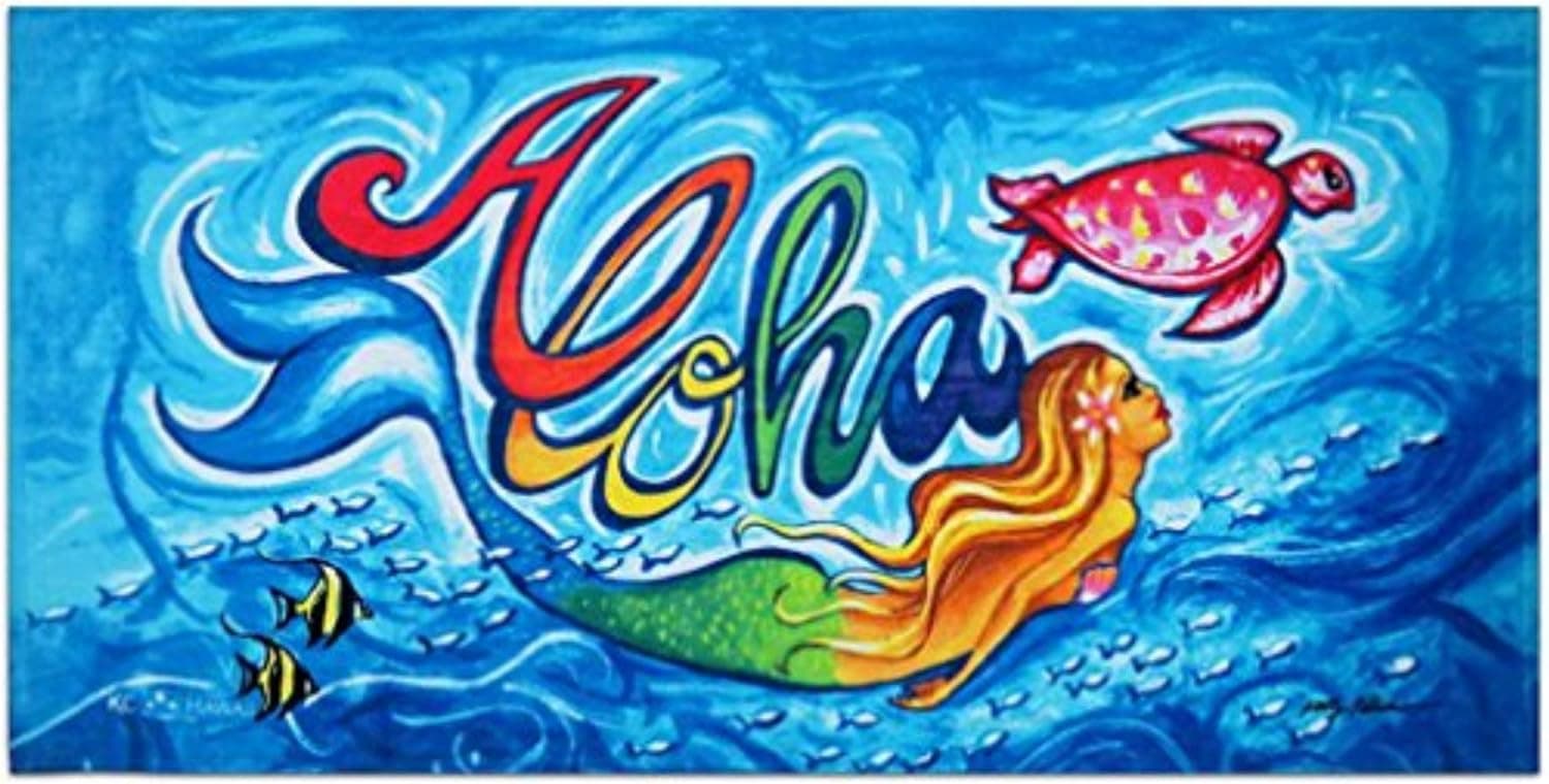 Aloha Hawaiian Mermaid Turtle Beach Towel