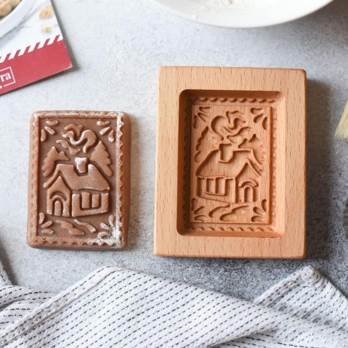 Wooden Cookie Molds, Wooden Cookie Cutter Baking Mold Carved Biscuit Cutter Embossing Mold Cookie Presses Stamps Gingerbread Cookie Mold for Cookies DIY Handmade Biscuits