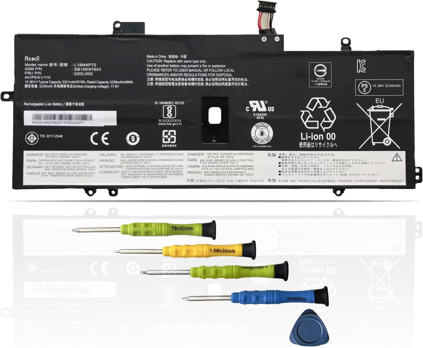 ASODI L18M4P72 Laptop Battery Compatible with Lenovo ThinkPad X1 Yoga 4th 5th Gen/X1 Carbon 7th 8th Gen Serie Notebook 02DL004 L18L4P71 SB10K97642 02DL005 L18C4P71 SB10K97644 SB10K97643 02DL006