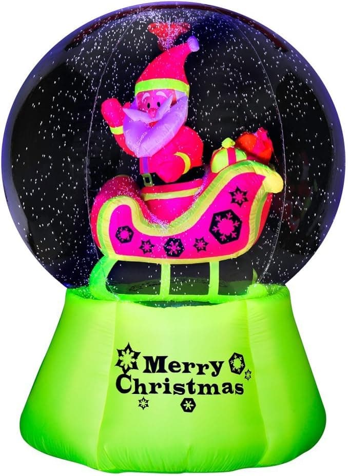 Gemmy Airblown Santa And Sleigh Snow Globe Inflatable